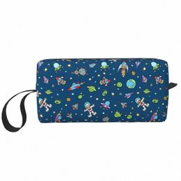 travel Outer Space Doodle Toiletry Bag Portable Universe Astraut Spaceship Makeup Cosmetic Organizer Storage Dopp Kit Case M4tJ#