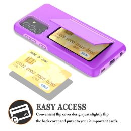 Wallet 3-Card Slot Credit Card Holder Case for Samsung Galaxy A52 A52S A 52S 5G A72 A 52 S22 Ultra Plus S21 S20 FE A12 Cover