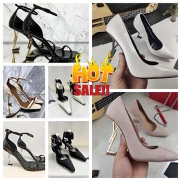 Top women Luxury Sandals Designer Stiletto Heels Patent Leather Gold Black White Pink Nuedes Red Lady Fashion Party Wedding Office high heel