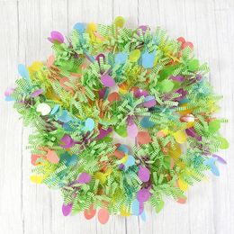 Decorative Flowers 2M Easter Hanging Garland Stripe Tinsel Ornament DIY Wreath Crafts Spring Home Decoration Birthday Party Kids Gift