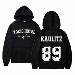 german Rock Band Tokio Hotel Kaulitz 89 Back Print Hoodie Men's Women's Retro Plus Size Sweatshirt Men's Gothic Black Streetwear I3xQ#