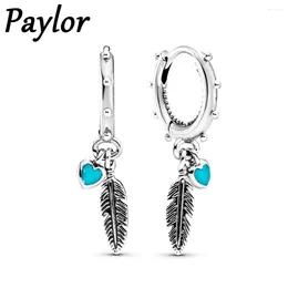 Dangle Earrings Paylor Unique Hearts & Feather Hoop Bohemian Style For Women Fashion Jewelry Gift Oorbellen Drop