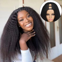 Wigs Kinky Straight U Part Wig Soft Synthetic Hair Glueless Wig Italian Yaki Straight Clip In Half Wigs for Black Women U Shape Wig