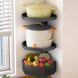 Kitchen Storage Pot Rack Wall Mounted Household Multi-layer Triangular Vegetable Basket Corner