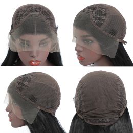 RONGDUOYI Black Natural Straight Synthetic Lace Front Wig with Bangs Long Hair Babyhair Heat Resistant Cosplay Daily Blonde Wigs