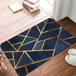 Bath Mats Navy Gold Stone Geometric Mat Non-slip Blue Toilet Quick Dry Kitchen Shower Room Floor Velvet Soft Bathroom Carpet