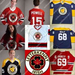 24S Irish TV series Letterkenny jersey 15 POWELL 69 SHORESY 68 clover 85 NAPPY BOY 100% Customise stitched ice hockey jersey