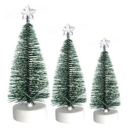 3PCS LED Mini Christmas Tree 17 19 22CM Warm Light Colored Lights Small Christmas Tree Christmas Decorations For Home