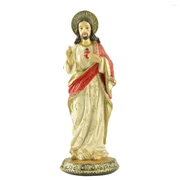 Decorative Figurines Handmade Painted Sacred Heart Of Jesus Statue Resin Crafts Creative Home Decortion Tourism Souvenir Gift