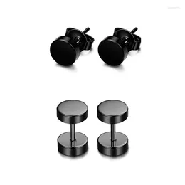 Stud Earrings 1PC Man Women Barbell Punk Gothic Stainless Steel Ear Studs 8mm/10mm/12mm Round Shaped Clasp Push Back Coll Earring