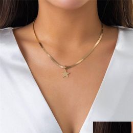 Chokers Y Flat Blade Snake Clavicle Chain Necklace For Women Vintage Star Pendant Short Choker Aesthetic Jewellery Accessories Dhgarden Dhfvz