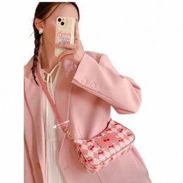 spring/summer 2023 New Rhombic Cherry Underarm Bag Sweet Girl Women French Minority Design Shoulder Bag Small Cute Menger x1VS#