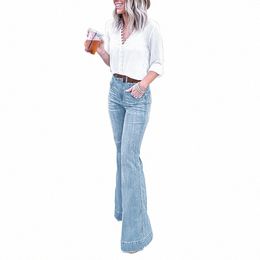 women's Casual High Waist Jeans Wide Leg Denim Pant Flared Bell Bottom Trousers Ladies Fi Fr Legging Clothing Plus Size J3Nw#