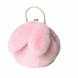 cute Plush Rabbit Crossbody Bags for Women Korean Versi Cute Purses and Handbags Girls New Rabbit Ear Shoulder Menger Bag 15CW#