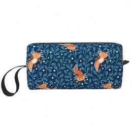 travel Axolotl Adventures Blue Toiletry Bag Kawaii Salamander Animal Cosmetic Makeup Organiser Women Beauty Storage Dopp Kit Box H8bp#