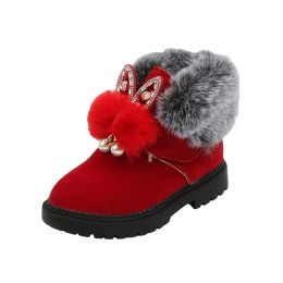 Unisex 2022 Toddler Girl Boots Kids Winter Shoes for Boys Soft Bottom Student Fur Snow Boots Children Leather Shoes Plush