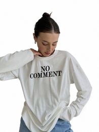 blyuki Plus Size Cott Printed T-Shirt for Women Autumn New O-neck Lg Sleeve Vintage Tee Female Basic Simple Streewear Top w860#