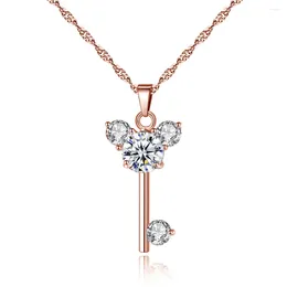 Pendant Necklaces Fashion CZ Zircon Key Necklace Love Keys For Girls Women Jewelryt Valentine's Gift