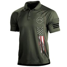 1776 Dzień Niepodległości Wojskowy Polo Shirt Men T-Shirt American Flag Flaga krótkiego rękawu męskie ubrania Outdoor Men Men Golf Polo Shirt