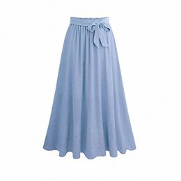 casual Streetwear Plus Size Lg Gonne Donna Summer Chiff Lace Up Bow Maxi Gonna Elegante Stretch Vita alta Big Swing Faldas p2oJ #