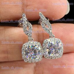 Charm Huitan Chic Bridal Earrings Wedding Engagement Party Accessories with Brilliant Cubic Zirconia Elegant Dangle Earrings for Women T240330