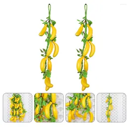 Party Decoration 2 Pcs Simulated Banana Hanging Skewers Home Decor Decorative Pendant Toy House Decorations For Pu Accents