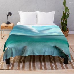 Blankets Blue Green Waves Of Bliss Plain Cover Polyester Fur Twin Throw Blanket