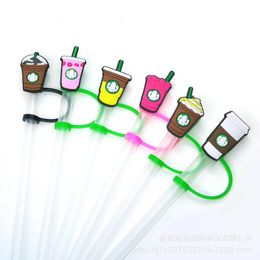 baby girl coffee silicone straw toppers accessories cover charms Reusable Splash Proof drinking dust plug decorative 8mm straw party