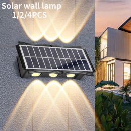 Outdoor LED Solar Lights Sensor Waterproof Home Garden Sunlight Wall Fixture Up And Down Luminous Solar Lamp External Wall Panel