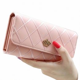 kismis Wallets for Women Cute Pink Pocket Womens Wallets Purses Plaid PU Leather Lg Wallet Hasp Phe Bag Mey Coin Pocket Ca r50s#