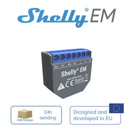 Shelly EM + Clamp Domotica WiFi Operated Energy Meter Contactor Control Internal Memory Measurement And Configurable Alarm