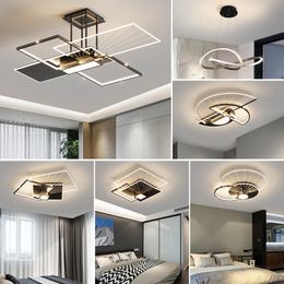 Modern Minimalist Led Ceiling Chandelier Black White Grey for Living Room Bedroom Dining Table Lamp Home Decor Indoor Lighting