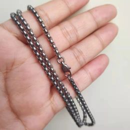 Necklaces 3 mm Solid Pure Titanium Metal Square Pearl Necklace Wholesale Custom Vintage Long Choker Necklace
