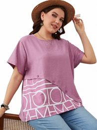 gibsie Plus Size Butt Print Casual T Shirt Women Summer Short Sleeve O-Neck Tee Big Size Ladies Korean Clothes 1XL 2XL 3XL E8oz#