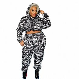 2 Piece Outfits for Women Pants and Top Hoodie Joggers Matching Sets Letter Print Plus Size Tracksuit Wholesale Dropship 670R#