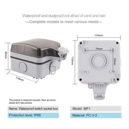 IP66 Outdoor Weatherproof 16A Grounded 250V Waterproof Power Socket Wall Socket With Switch USB EU Germany Standard