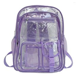 Backpack Clear See Through Bookbag Heavy Duty PVC School Bag Large Capacity Travel Storage Multi-pockets For Outdoor