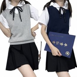 s 2XL Japan High School Classic Knit Vests Solid Colour Seifuku Sleevel Pullover Women Sweaters for JK Uniform Student Clothes G6gk#