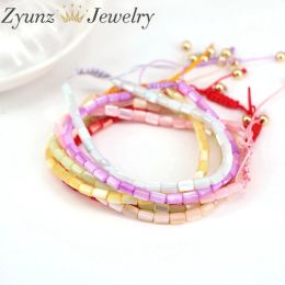 Bracelets 5PCS, Mother of Pearl Shell Rondelle Beads Bracelet For Women Colorful Shell Macrame Bracelet Rope Thread Girl Lady Jewelry