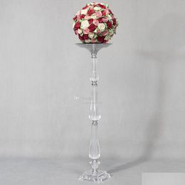 Other Event Party Supplies 10Pcs40Cm To 100Cm Tallacrylic Vase Stand Centrepieces Tall Clear Column Flower Silk Flowers Cherry Blossom Dhqth