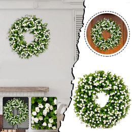 Decorative Flowers Spring Wreath For Front Door Easter Summer Small Colourful Green Flower Frame Garland Welcome Decor Window Suction Cups