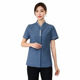 chinese Restaurant Uniform Women's Cleaning Work Hotel Receptiist Costume Housekee Waiter Clothes Massage Nail Cafe Outfit z47f#