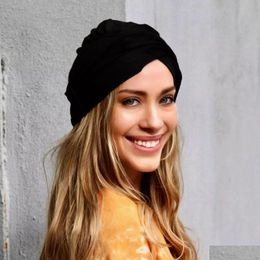 Beanie/Skull Caps Fashion Bohemia Twist Turban Scarf Female Bandana Headband Womens Hijab Chemo Cap Ladies Head Wraps Muslim Dhgarden Dhvxq