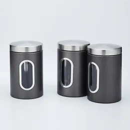 Storage Bottles Kitchen Grains Tank Sets Stainless Steel Jar Coffee Dried Fruit Snack Box Organisation