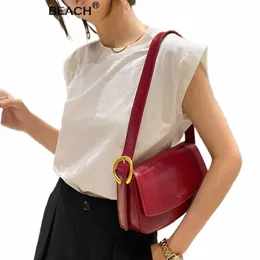 fi Vintage Red Luxury Shoulder Bags Designer Women Brand Flap High Quality PU Leather Female Purse Handbag H2ba#