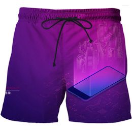 Shorts masculinos Tecnologia AI Ilustração de dados Diversão impressa em 3D Esportes casuais Férias Praia Natação folgada solta