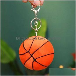 Keychains & Lanyards 1Pcs Cute Football Basketball Small Colorf P Toy Bag Key Chain Pendant Doll R231012 Drop Delivery Fashion Access Dhdzq
