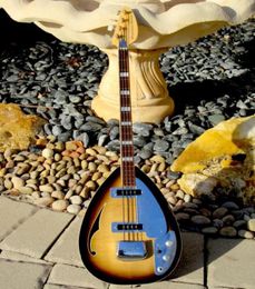 4 Strings Tobacco Sunburst Tear Drop Electric Bass Guitar Semi Hollow Body Single F hole Large Block Inlay Nickel Hardware5589963