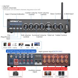 AIYIMA A09 TPA3116 100W Bluetooth Subwoofer Amplifier 5.1 Surround Sound COAX OPT Digital AMP Home Theatre DSP decoding