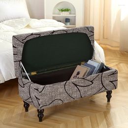 Chair Covers Printed Storage Ottoman Cover Elastic Foldable Bedroom Footstool Bench Stool Furniture Protector Sofa Footrest Slipcover